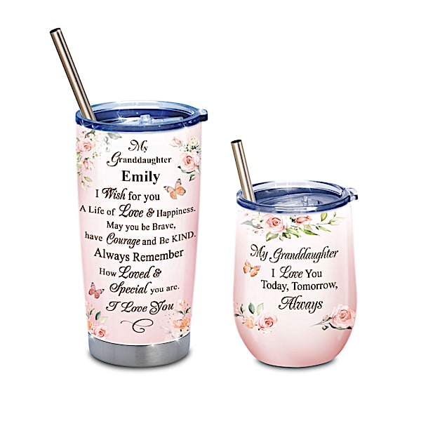 Insulated Tumbler Set With Sentiments & Granddaughter's Name