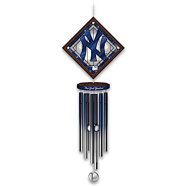Yankees Indoor/Outdoor Wind Chime With Logo On Glass