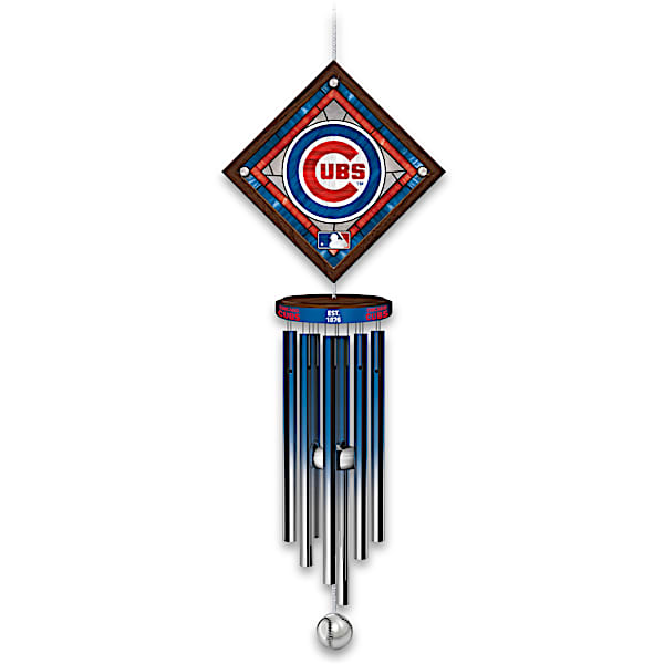Cubs Indoor/Outdoor Wind Chime With Logo On Glass