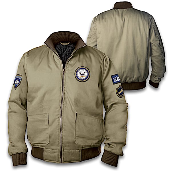 U.S. Navy Men's Twill Bomber Jacket With 4 Patches