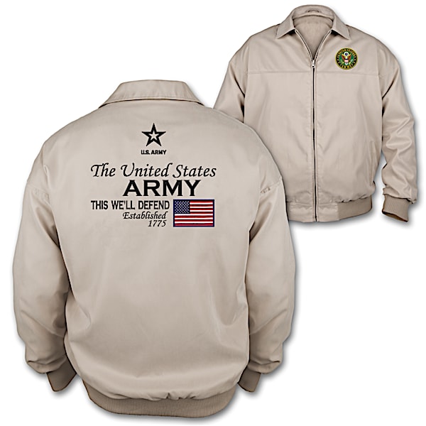 U.S. Army Men's Windbreaker Jacket With Logo & American Flag