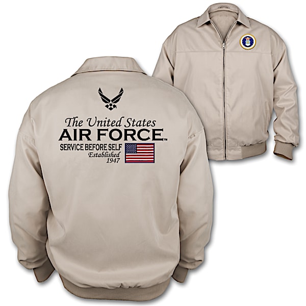 U.S. Air Force Tan Jacket With A USAF Symbol Patch On The Front