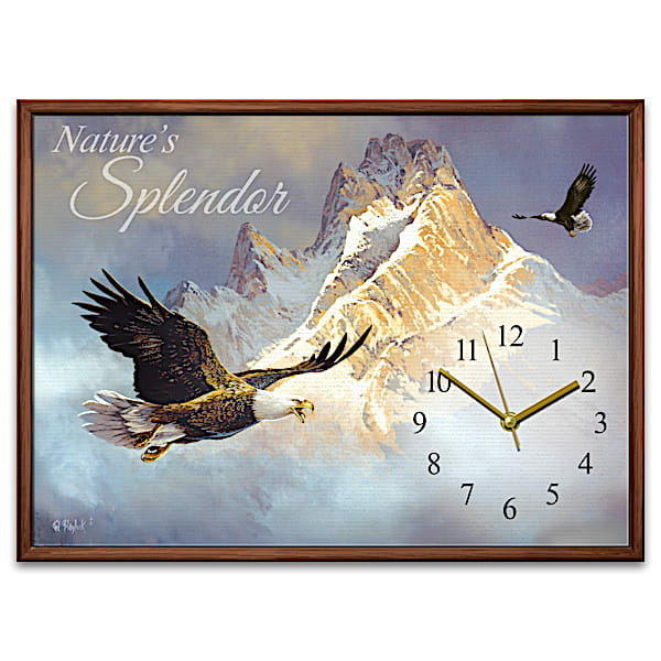 Ted Blaylock Eagle Art Framed Canvas Wall Clock