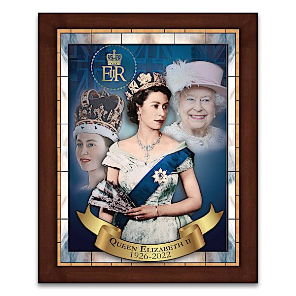 Queen Elizabeth II Illuminated Stained-Glass Wall Decor