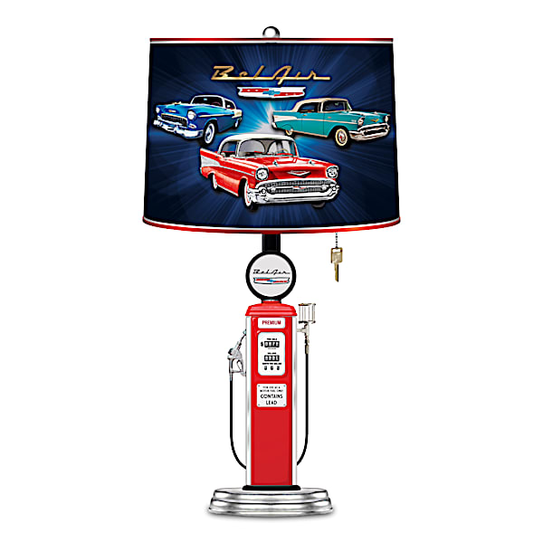 Bel Air Vintage-Style Gas Pump Lamp With Famed Tri-Five Art