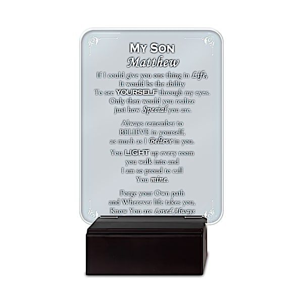 Son, Light Of My Life Personalized Lighted Glass Plaque