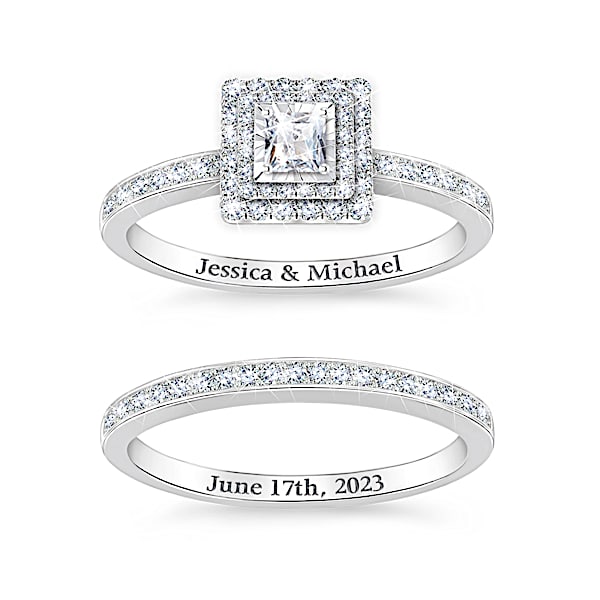 Miracle Of Love Personalized Diamond Bridal Ring Set - Personalized Jewelry