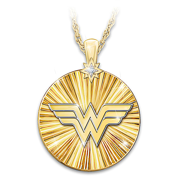 Wonder Woman 18K Gold-Plated Medallion Necklace With Diamond