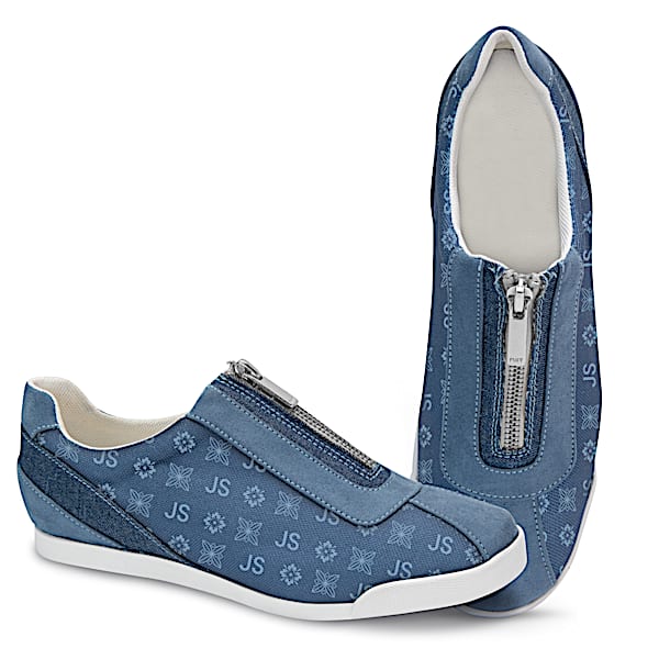 Personalized Denim Blue Women's Shoes With Your Initials