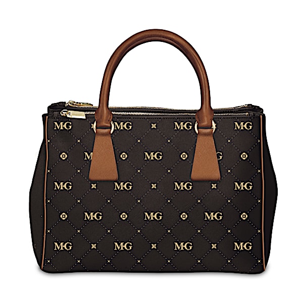 Black Faux Leather Satchel Personalized With Your Initials