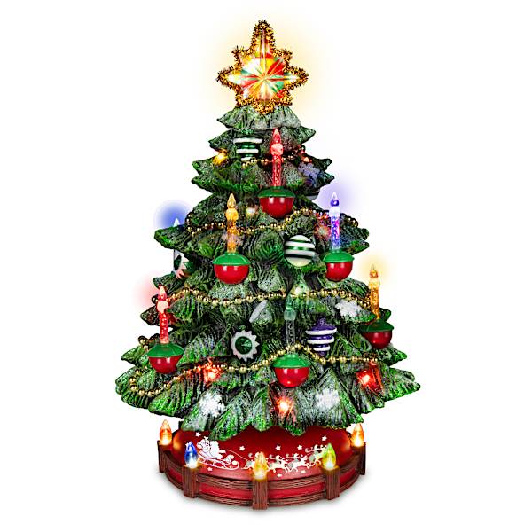 Vintage-Style Musical Bubble Light Tabletop Christmas Tree