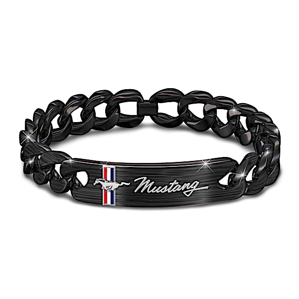 Black Ion-Plated Ford Mustang Stainless Steel Chain Bracelet