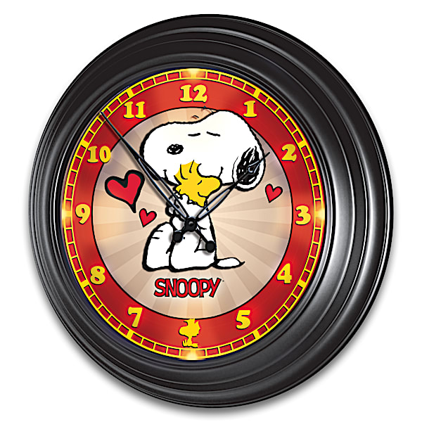 PEANUTS Snoopy And Woodstock Illuminated Atomic Wall Clock