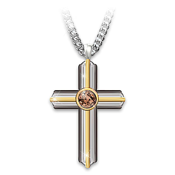 Men's Cross Pendant Necklace With Holy Land Sand