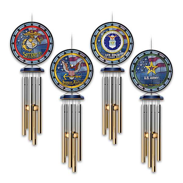 Armed Forces Stained-Glass Wind Chime: Choose Your Branch