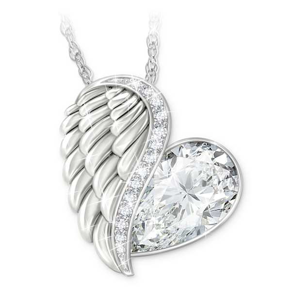 3.5-Carat White Topaz Angel Wing Remembrance Necklace
