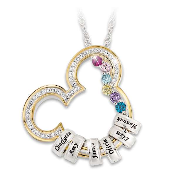 Disney Mickey Mouse Personalized Family Birthstone Necklace