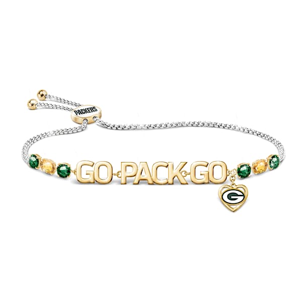 Green Bay Packers 18K Gold-Plated Team Slogan Bracelet
