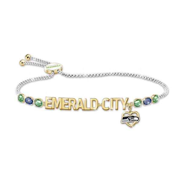 Seattle Seahawks 18K Gold-Plated Team Slogan Bracelet
