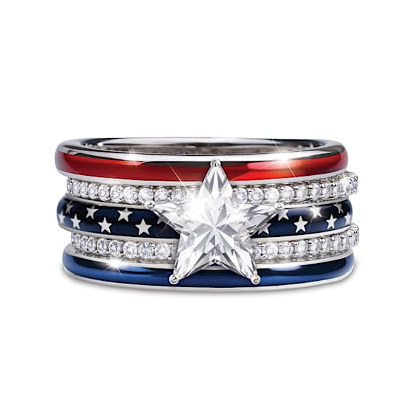 USA 250th American Flag-Inspired 5-Band Stacking Ring