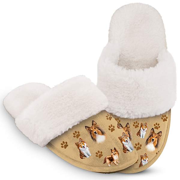 Sheltie Faux Suede Women's Slippers With Faux Fur