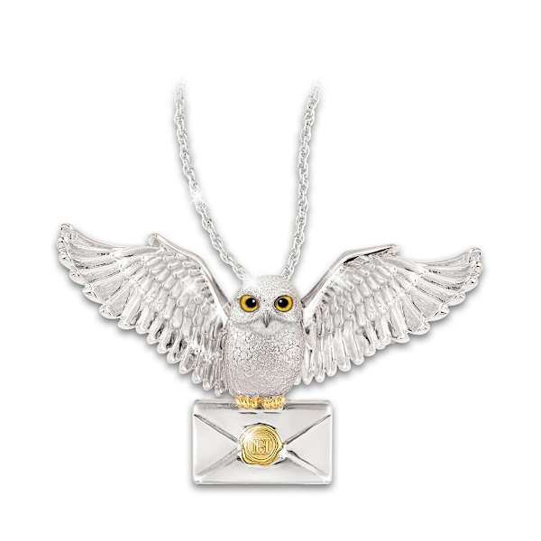 HEDWIG Flying Letter Pendant Necklace With Fluttering Wings