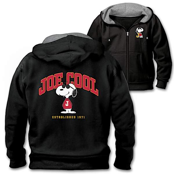 PEANUTS Snoopy Joe Cool Men's Black Full-Zip Hoodie