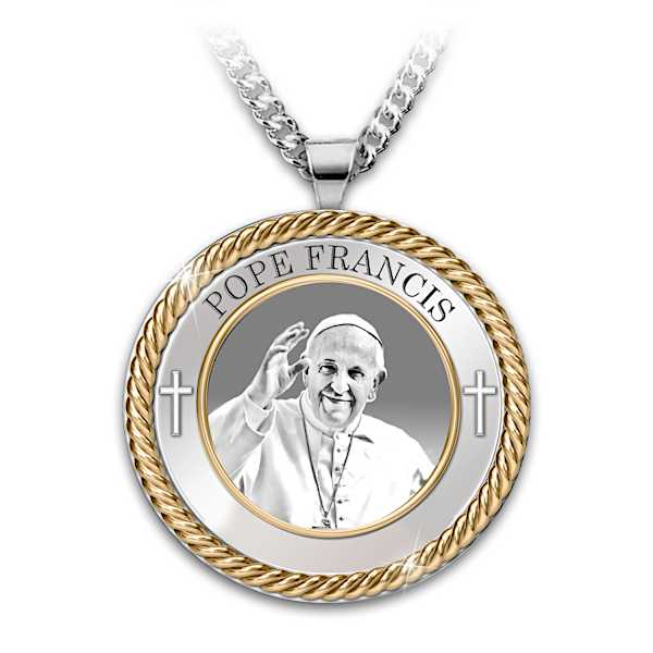 Pope Francis Memorial Necklace With 18K Gold-Plated Accents