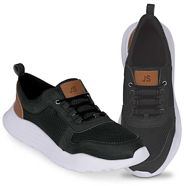 Men's Black Slip-On Shoes Monogrammed With Your Initials