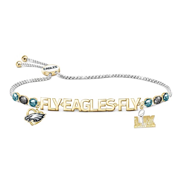Philadelphia Eagles Super Bowl LIX 6-Crystal Bolo Bracelet