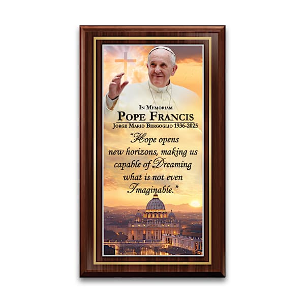 Pope Francis Wooden Memorial Wall Plaque