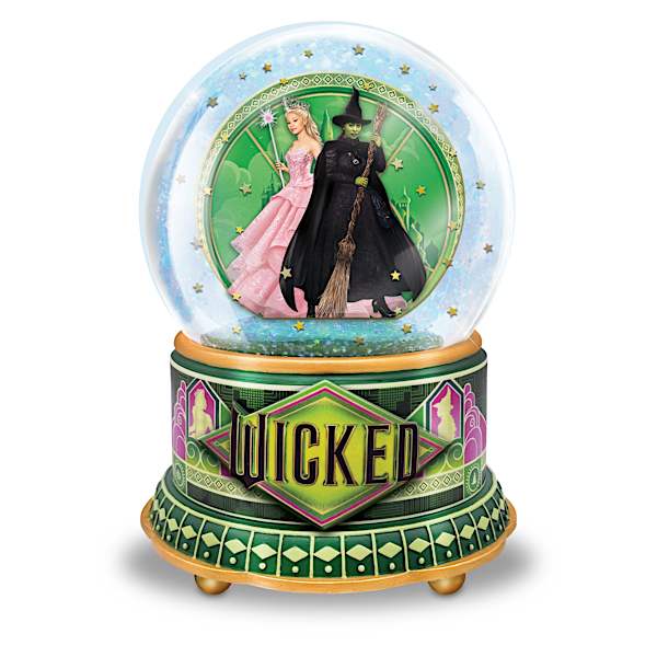 WICKED Musical Glass Glitter Globe Plays Defying Gravity