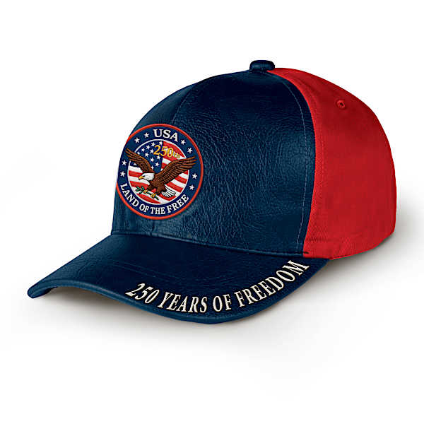 USA 250th Anniversary Patriotic Faux Leather Men's Hat