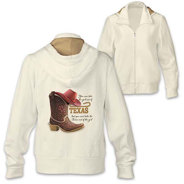 Heart Of Texas Hoodie With Cowgirl Art And Lone Star Charm
