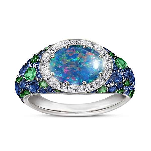 1.5-Carat Australian Opal Triplet Northern Lights Ring