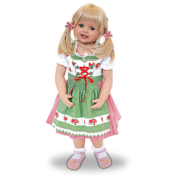Louisa Lifelike Child Doll Wearing An Authentic Bavarian Costume