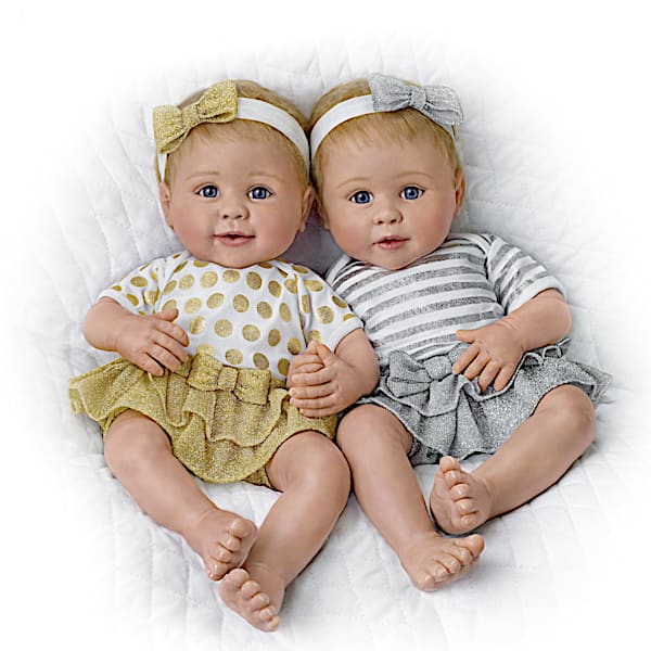 Linda Murray Silver And Gold Twins Baby Doll Set
