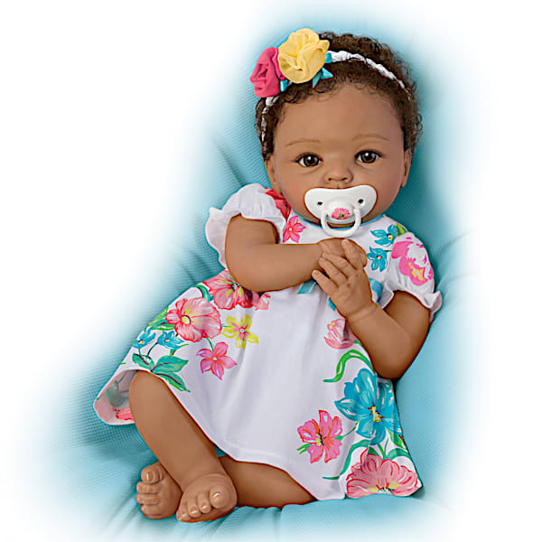 Cheryl Hill Lifelike Weighted Silicone Baby Doll with Rooted Hair: Ashton-Drake