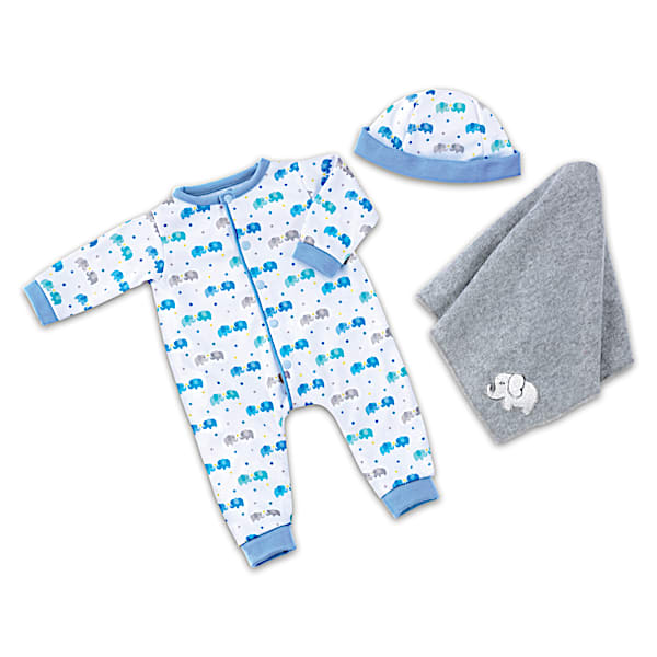 Elephant Sleeper And Blanket 3-Piece Baby Doll Accessory Set