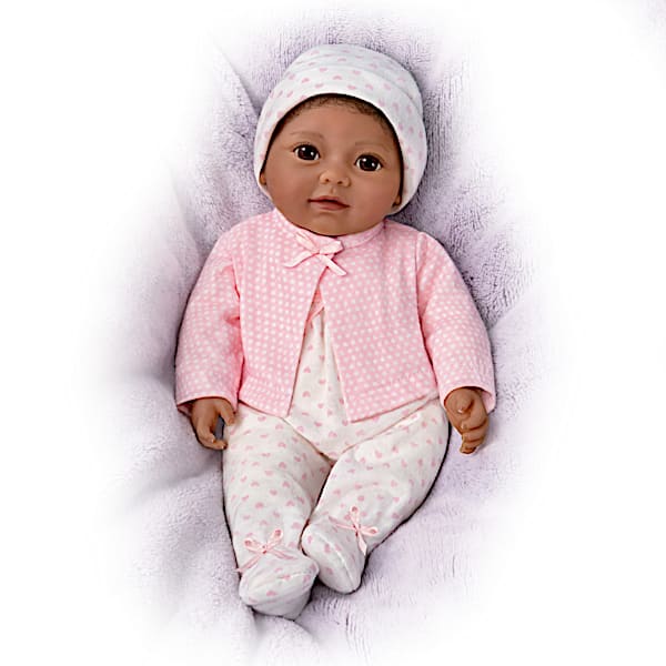 Little Kiara Vinyl Baby Doll With A Sleeper, Cap & Jacket