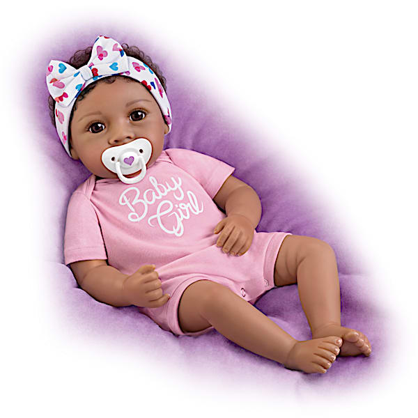 Little Baby Girl Vinyl Doll With Magnetic Pacifier