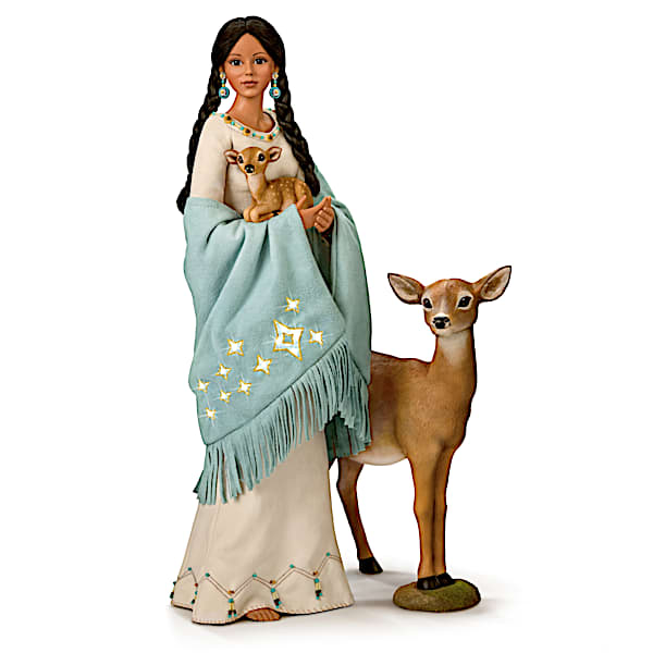 Maiden Portrait Doll With Deer Figures And Illuminated Shawl