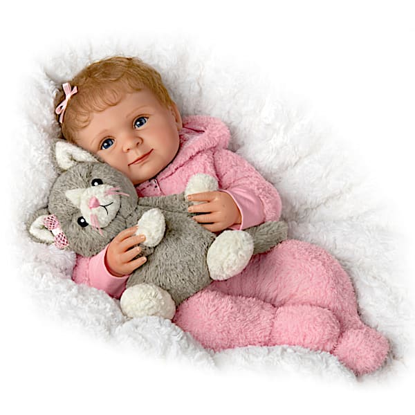 Zoe Lifelike Baby Girl Doll With Plush Kitten