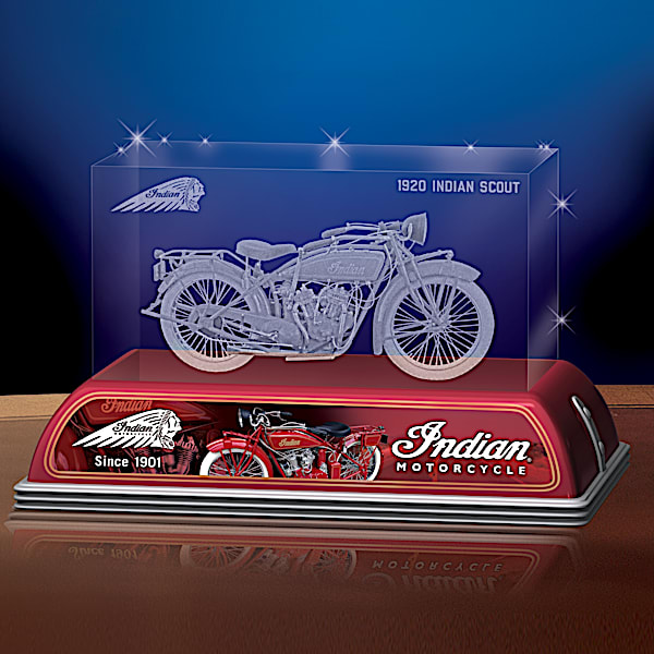 1920 Indian Scout Motorcycle Laser-Etched Glass Tribute