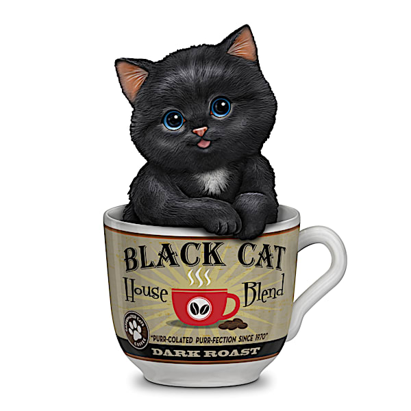 Kayomi Harai Dark Roast Coffee Mug Cat Figurine