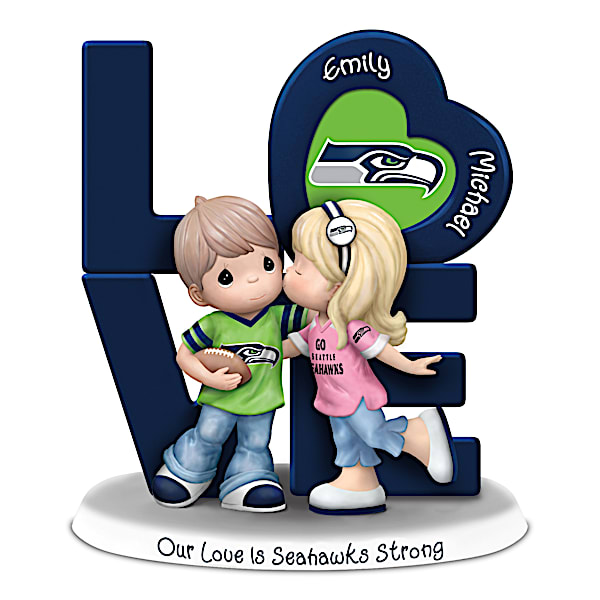 Precious Moments Our Love Is Seahawks Strong Figurine with 2 Names