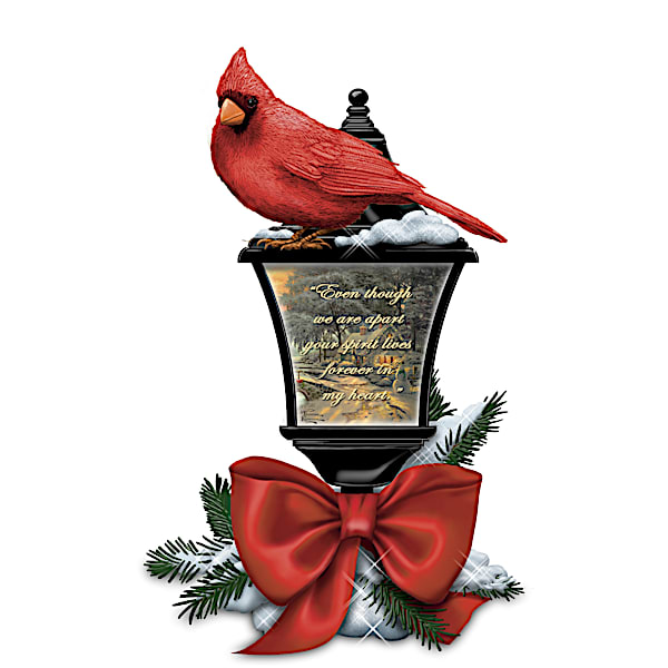 Thomas Kinkade Remembrance Sculpted Cardinal Lantern Lights Up from Within