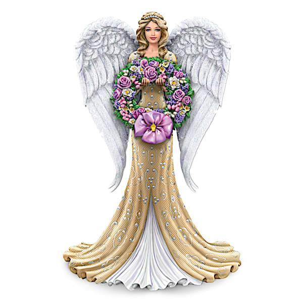 Thomas Kinkade Angel With Four Swap-Out Seasonal Wreaths