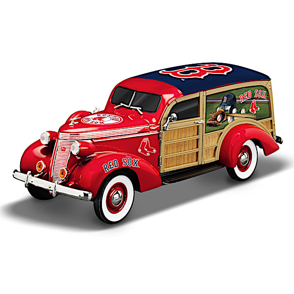 Cruising To Victory Boston Red Sox MLB Woody Wagon Sculpture