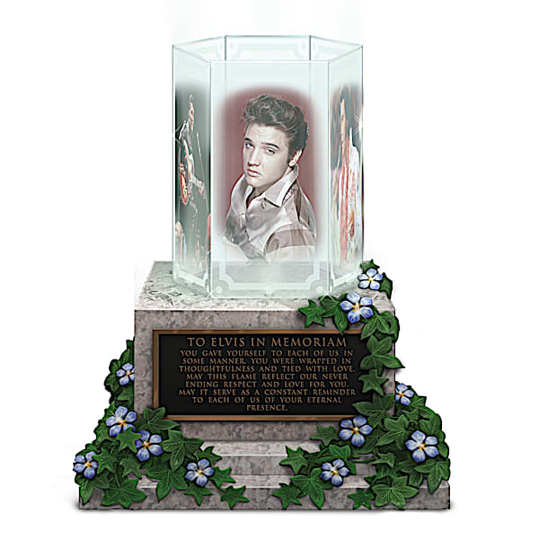 Illuminated Elvis Presley Glass-Panel Memorial Sculpture